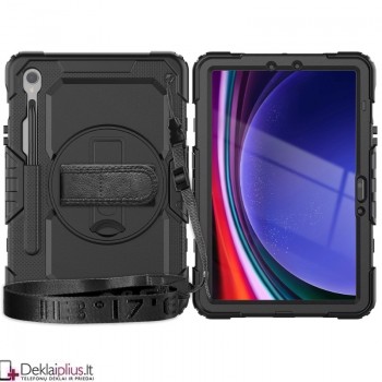 Smūgiams atsparus 360 dėklas su dirželiu (Samsung Tab S9 (SM-X710-SM-X716/Tab S9 Fe (X510-X516B)/Tab S10 Fe/Tab S10 Lite) Smūgiams atsparus 360 dėklas su dirželiu (Samsung Tab S9 (SM-X710-SM-X716/Tab S9 Fe (X510-X516B)/Tab S10 Fe/Tab S10 Lite)